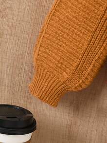 Chaqueta tipo cárdigan con textura de punto estilo retro para niña, para el otoño - Marrón - Ver 4