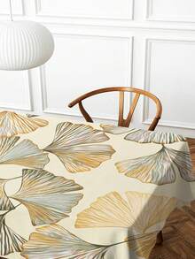 1pc Ginkgo Leaf Printed Tablecloth, Modern Polyester Rectangular/Round Waterproof Tablecloth, Digital Printing Suitable For Living Room, Outdoor Dining Table, Small Round Table - Multicolor a - View 11