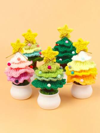 1 st virkad julgran med blad i toningsfärger, lämplig att ge till vänner, familj och älskare som presenter, handgjorda blommor kan användas som dekoration till hemmakontoret, bildekoration, alla hjärtans dag-present, juldekoration, vinter