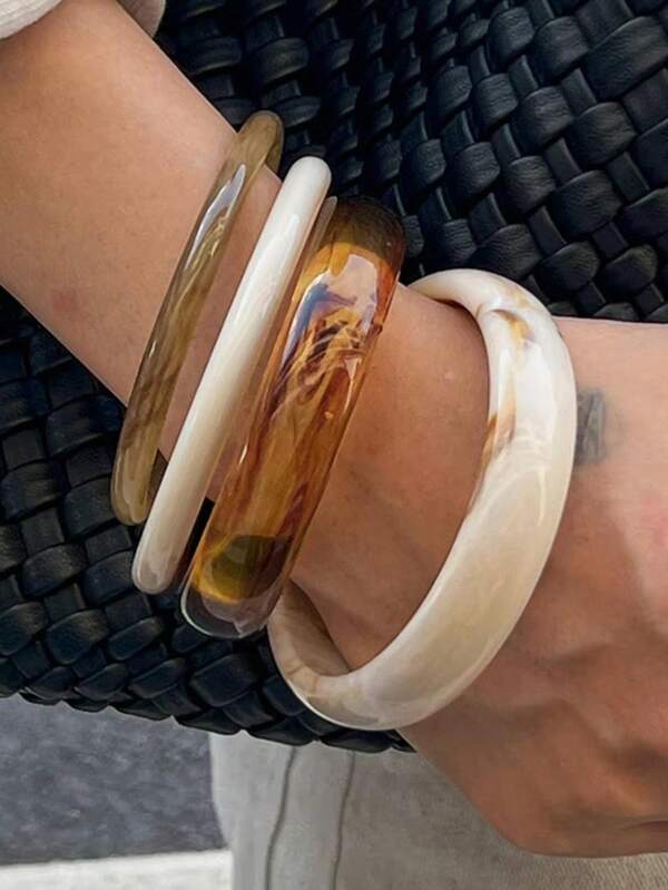 4 Stück/Set modisches, einzigartiges Design Harz Armband, Sommer Strand Urlaub Stil Schmuck für Frauen, geeignet für den täglichen Gebrauch, Festivals und Partys
