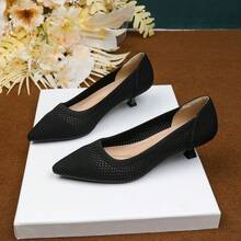 Elegant, Fashionable And Casual Temperament, Women's Shoes Fabric Hollowed Out, Pointed Kittens Dating Celebrities, Daily Travel Parties Showing High Legs, Comfortable And Versatile Women's High Heels. - 黑色 - 查看 4