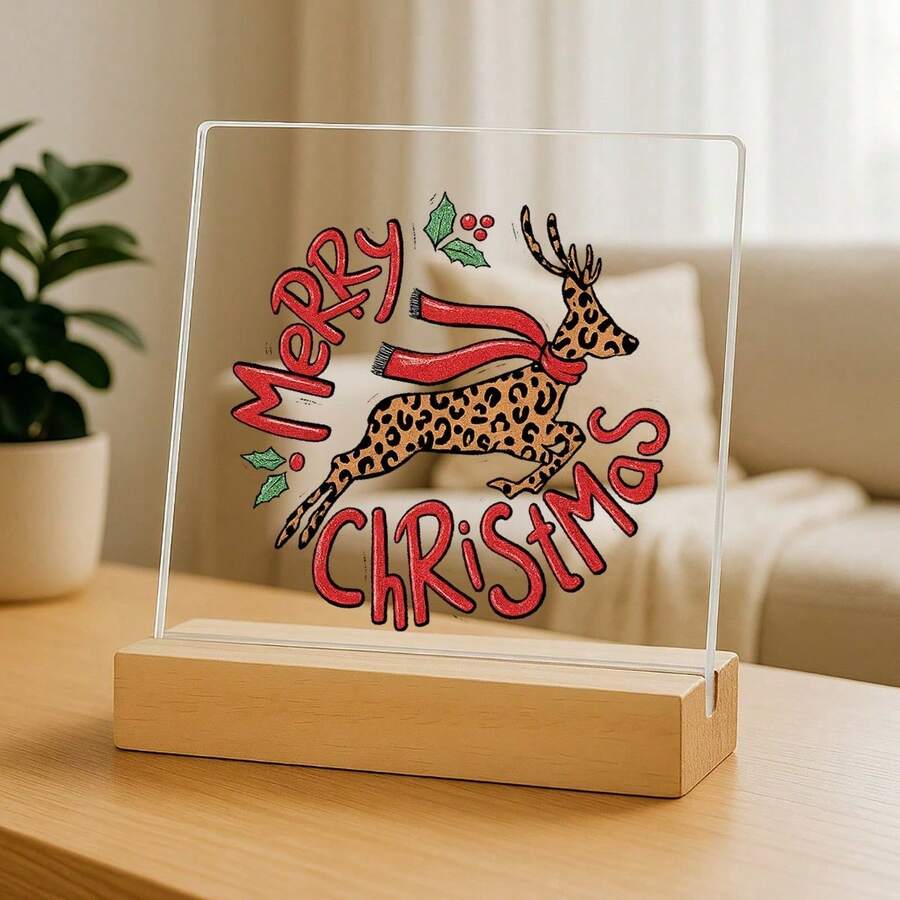 Plaque décorative et panneaux Léopard Renne Noël, Renne, Renne espion, Joyeux Noël, Famille de Noël, Noël - Décoration de bureau mignonne, Décoration de bureau, Décoration de maison, Décoration murale, Décoration de table, Décoration de chambre