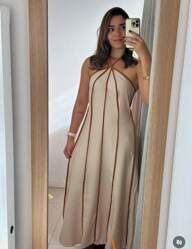 Vestido Longo Feminino Premium Frente Única Listrado Longo  Amarração H-13