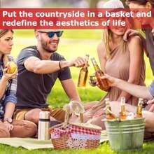 Picnic Basket Woven Wicker Baskets Hand Knit Storage Container Portable Camping Organization Handheld Rattan Decorative Hamper Weaving Hamper With A Picnic Mat