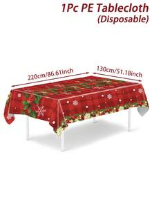 1件圣诞桌布，饰有圣诞花、雪花和圣诞树图案，适用于桌布、圣诞派对装饰、房间装饰、餐桌装饰、圣诞餐桌装饰、家居圣诞装饰、圣诞快乐装饰、圣诞厨房桌旗、圣诞装饰品、2026新年装饰、桌面装饰、圣诞装饰、圣诞礼物、圣诞装饰