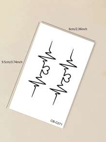 STARTTOOS 1 件心跳草本纹身贴纸，防水、防汗、不反光、持久、可爱、简约设计，适合情侣 - 黑色 - 查看 8