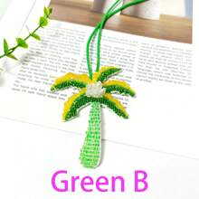 椰子树包吊坠、串珠椰子树、人造珍珠和果实累累的椰子树象征着毅力/顽强的生命力，手工串珠热带棕榈树钥匙扣 - 充满活力的绿色和粉红色 DIY 棕榈树饰物，带有白色花朵装饰，波西米亚风棕榈树饰物包和服装背包配饰，适合女性和男性