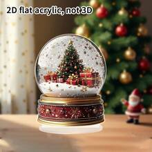 1pc 2D Flat Acrylic Christmas Tree And Snowball Pattern For Christmas Gift Decoration, With 2D Flat Printing - Holiday Desktop Decoration - No Electricity Required - Perfect For Christmas, Thanksgiving, New Year, Birthdays, St. Patrick's Day