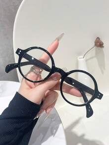 نظارة إطار دائري للنساء، نظارة زينة بعدسات شفافة جميلة قطعة واحدة