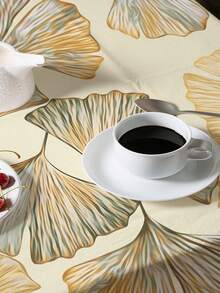 1pc Ginkgo Leaf Printed Tablecloth, Modern Polyester Rectangular/Round Waterproof Tablecloth, Digital Printing Suitable For Living Room, Outdoor Dining Table, Small Round Table - Multicolor a - View 10