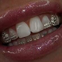 66pcs White Butterfly & Colorful Rhinestone Teeth Jewelry Set, Cute Y2K Sparkling Crystal Tooth Decor, Suitable For Daily, Party, Holiday, Unisex