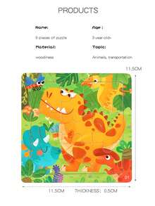 1/4/5/8件套卡通动物恐龙旅行工具鱼拼图玩具，蓝/粉色木制玩具，复活节礼物，派对礼品袋填充物，圣诞节袜填充物，减压玩具，派对小礼物 - 彩色 - 查看 4