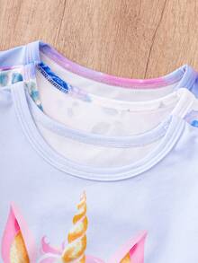 Chatreadl Bộ 3 váy tay bồng bềnh họa tiết ngựa con và hoa dễ thương cho bé gái, chất liệu vải lụa sữa mềm mại, thời trang xuân/hè, dành cho các bé gái - Nhiều màu - Xem 3