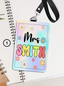 1 pieza Portaidentificación de cuero personalizado para maestros, regalo para maestros, regalo de aprecio a maestros, regalo de regreso a clases, portaidentificación personalizado con tema de útiles escolares, regalo de útiles escolares para maestros, impresión gráfica, suministros de regalo de Navidad, regalo de la semana de aprecio a maestros - Multicolor - Ver 19