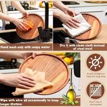 Piatto in legno, piatto da pranzo, piatto rotondo in legno di palissandro, piatto classico infrangibile, facile da pulire e leggero, adatto per formaggi, antipasti, antipasti e dessert, piatto da pranzo, vassoio decorativo, piano cucina o bagno, decorazione per la casa, tavolino da caffè - adatto per stoviglie natalizie, Ognissanti, Ringraziamento, snack, dessert, regalo di inaugurazione casa, regalo di Natale