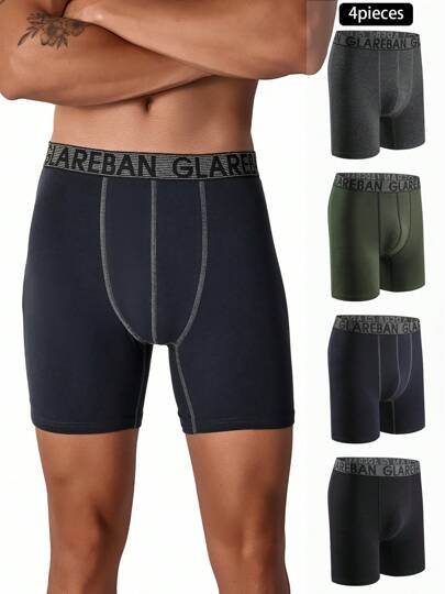 4pieces Mid-Long Boxer Shorts Men Underwear Fashion Style Male Underpants For Men Comfortable Boxershorts Slips Soft Briefs Panties