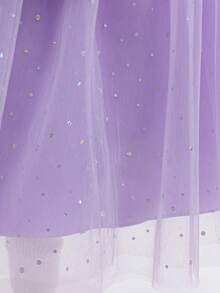 Young Girls Embroidered Mesh Princess Dress With Cap Sleeves, Suitable For School Graduation Ceremony, Flower Girl, Wedding, Does Not Include Headband - Mauve Purple - View 7