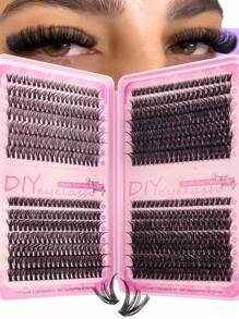 Fluffy Lashes Clusters 390/340pcs Individual Lashes Cluster Eyelash Extensions,40D+60D+80D+100D/80D+100D+120D+160D 4 Styles Mix Tray 5D Fluffy Lash Clusters Thick Cluster Eyelashes Extensions Individual Lashes Faux Mink Eyelash Clusters D/CC/DD Curl 10-18MM Mix Lash Extension Dramatic Eyelash Extensions Eyelashes Clusters.Wedding Bride Makeup Tools
