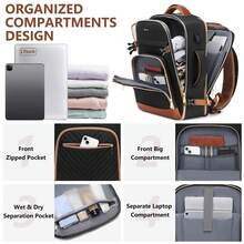 Large Carry On Travel Backpack: Flight Approved 40L Waterproof TSA Personal Item Daypack For Women Weekender Bag Fit 17inch Laptop Luggage Backpack Traveling Business With USB Port And 3 Packing Cubes - Dark Brown - View 3