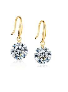 MONALLY 1pair Elegant Silver Cubic Zirconia Drop Earrings Glitter Style Women's Gift For Christmas & Parties