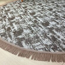 Round Geometric Living Room Rug 1.50x1.50 With Non-Slip - Màu nâu Sô-cô-la - Xem 4