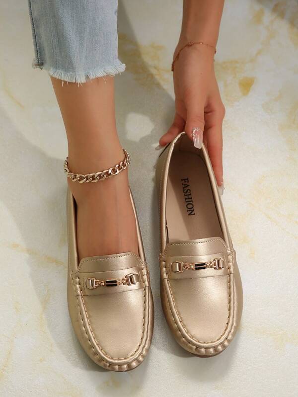 Women's Casual Flat Shoes, Comfortable Knot Design With Metal Ring Decor, Suitable For Daily Wear