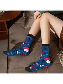 Cute Mushrooms, Flowers, Butterflies And Snails Socks Women Men, Calf Knee High Socks For Athletic Running Cycling - 黑色 - 查看 5