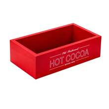 1PC Hot Cocoa Bar Wood Storage Box Christmas Decorations Wooden Organizer Bins Tray Decorative Open Holder Box Decor For Xmas Home Kitchen Office Farmhouse Gift Holiday Party Supplies (Red And Black Available )