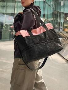 新款大容量多功能旅行包，牛纹，斑马纹，字母，豹纹，男女通用，学生，时尚休闲包，情侣旅行包，情人节礼物，防水面料，旅行背包，夏季，随身行李包，过夜包，行李袋，干湿分离，耐用，带鞋隔层，易于折叠，可扩展，多功能，拉链，商务旅行，旅行度假，背包，返校，行李袋 - 查看 8