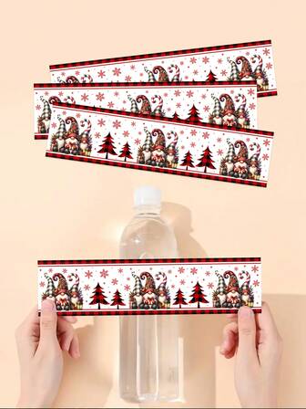 10/20/3000 piezas Etiquetas para botellas de agua de Navidad de 22*5.5cm, Fiesta de Navidad, diseño de copos de nieve rojos y gnomos de Navidad lindos, etiquetas para botellas de regalo de fiesta de vacaciones de Navidad DIY