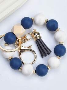 1pc Silicone Bead Bracelet, Keychain, Decorative Pendant, Elegant Silicone Beads, Chic Keychain, Lobster Clasp For Backpack And Car Keys - Ideal Gift For Women - Pumpkin Multi-color - View 11