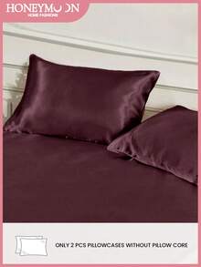 Bộ 2 vỏ gối satin cao cấp, mềm mại và thoáng khí, chống nhăn, bảo vệ tóc và da, cải thiện chất lượng giấc ngủ. Không bao gồm ruột gối, màu đỏ tía. - Màu Đỏ Sâu - Xem 2