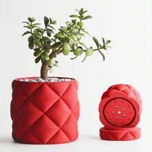 ORIZZONTE "Creative Modern Vase With Drainage System, Ideal For Plants, Cacti And Bonsai - Minimalist And Innovative Design - Perfect Gift For Home And Office - Available In 2 Sizes - 100% Made In Italy - Direct Shipping From Italy" - Đỏ - Xem 2