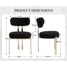 WAHSON OFFICE CHAIRS Set Of 2 Modern Dining Chairs Chenille Armless Kitchen Chairs With Metal Legs For Living Room - Black - View 5