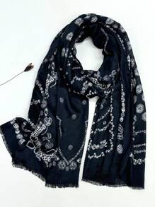 1条轻盈透气流苏披肩，优雅时尚女士真丝围巾，活力波点长款围巾，适合春夏，户外防晒沙滩披肩，多功能头巾