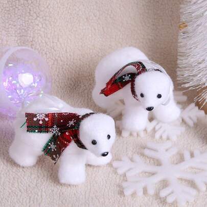1pc Christmas Decoration White Bear Hanging Ornament, Christmas Tree Decor, Arctic Bear Plush Figurine Home Decor Christmas Decorations Room Decor