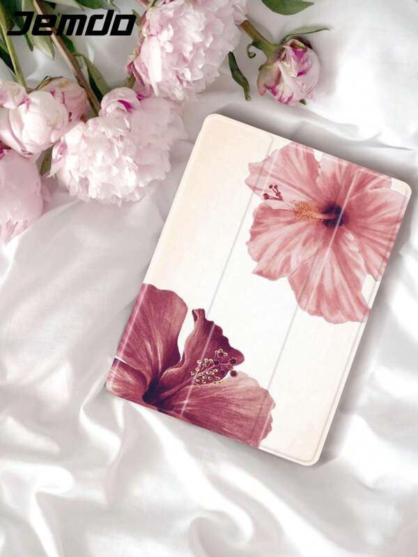 1 pièce Étui de protection pour tablette avec motif floral de lotus, compatible avec iPad 10,2 pouces, iPad Pro 11 2021/2020/10e génération, iPad Mini 4/5/6, Galaxy Tab A8 10,5 pouces 2022, Matepad 10,4/Tab, avec fente pour crayon, prise en charge du réveil/veille automatique