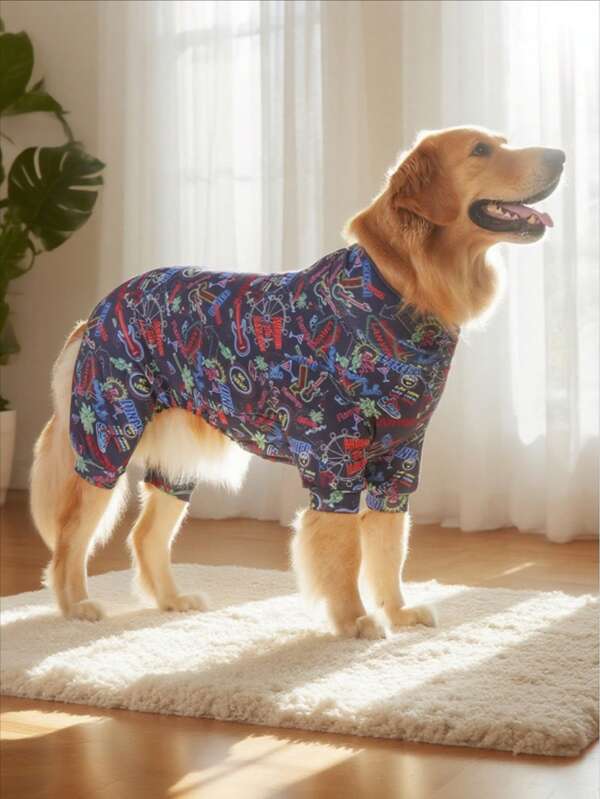 Dog Pajama, Dog Recovery Suit, Dog Costume, Dog Jumpers, Dog StuffUltra, Dog Outfits, Dog Clothes, Dog Accessories, Puppy Pajama, Puppy Clothes, Puppy Accessories, Puppy Outfits, PJ For Small Medium And Large Dog Breeds, Soft And Stretchable, All Over Print-Colorful Nion Pattern, S-6XL