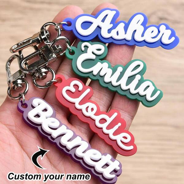 Personalisiertes Retro Namensschild, individuelle Name Acryl Schlüsselanhänger, Kinder Namensschild, Wickeltasche Anhänger, Lunchbox Schlüsselanhänger, 3D Tasche Schlüsselanhänger, Rucksack Namensschild.