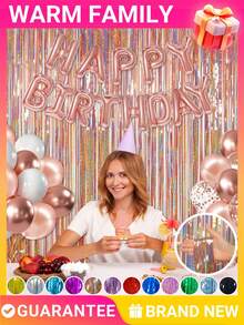 1-4m Chic Rose Gold Tinsel Curtain - Laser Curtain,Luxury Bridal Shower Birthday Party Photo Backdrop With Ceiling Streamer Wall Drape, Ideal For Wedding Anniversary Prom Corporate Festival Rave DJ Ballroom Sweet16 Mardi Gras Graduation Dance LasVegas Theme Christmas NewYear Halloween Decor - Rose Gold - View 6