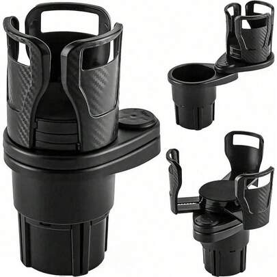 1个360度旋转车载杯架，多功能四合一可调节双杯架，带海绵垫