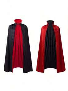 1Pc Halloween Vampire Cloak Toy Red Black Double Sided Death Cloak Makeup Costume Props(The Color And Style Of The Binding Rope Are Random) - Multicolor - View 12