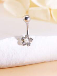 1 pieza Anillo de Ombligo con Forma de Corazón de Circonita Cúbica, Joyería de Piercing Corporal para el Día de San Valentín