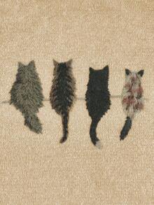 Pull ample en tricot décontracté avec imprimé chat en blocs de couleurs