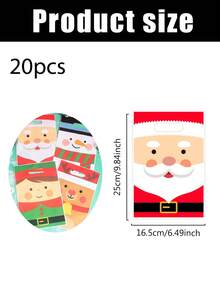 20/50pcs 16.5*25cm Christmas Gift Bags With 4 Patterns, Cute Cartoon Santa Claus, Snowman, Reindeer And Christmas Elf, Suitable For Christmas Gift Packaging, Family Gatherings, Parties And Holiday Gifts.
