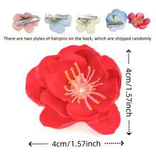 10 件迷你花朵发夹，3D 粉色花朵发夹，仿小梅花发夹，波西米亚面料花卉发饰，适合日常/派对/公主角色扮演、度假装、万圣节服装