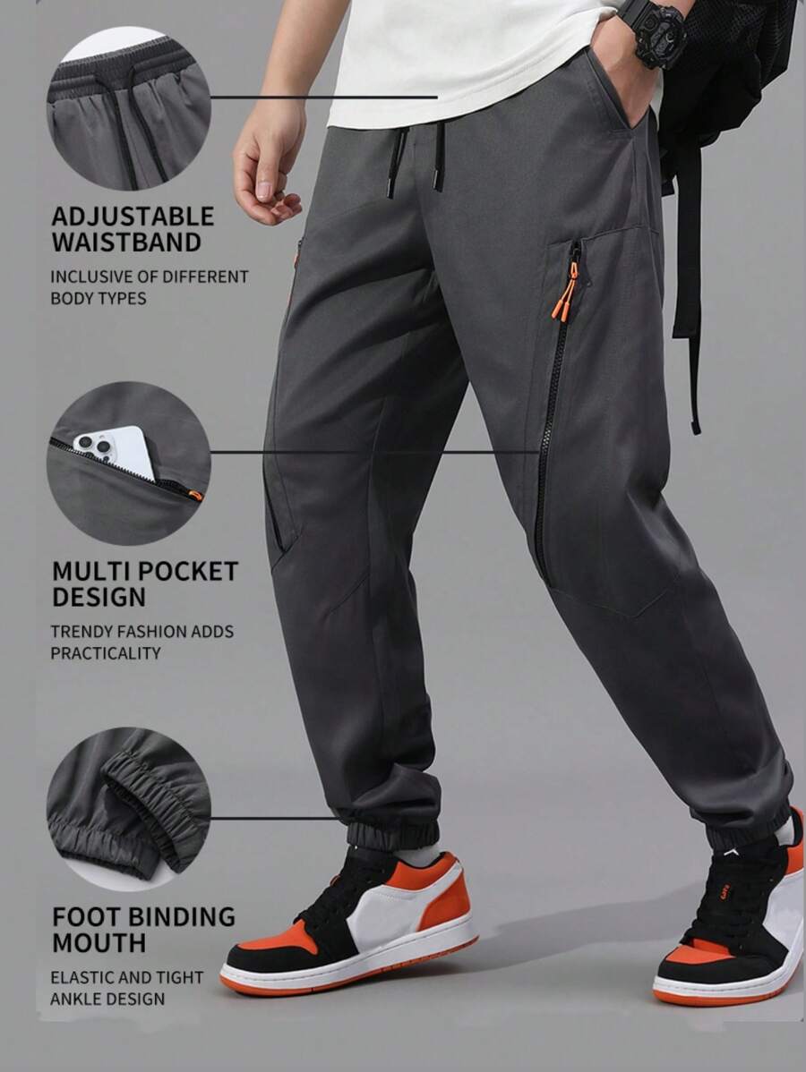 بنطلون رجالي متعدد الجيوب متعدد الاستخدامات، بنطلون كاجوال وظيفي للتنزه في الهواء الطلق، خريف