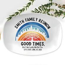 طبق تذكاري شخصي لحفل إعادة التجمع العائلي 2025 - طبق تذكاري مخصص، ديكور مطبخ شجرة نمط ، هدية لحفل تجمع عائلة سميث - متعدد الألوان - مشاهدة 5