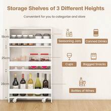 GOFLAME Slim Storage Cart W/Handle, 4-Tier Slide Out Utility Cart, Shelving Unit Organizer Trolley For Narrow Places, Perfect For Laundry, Kitchen, Living Room - White - View 7