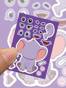 8pcs Cute Animal Face Swap Collage Cartoon Animal Mix And Match Sticker Pattern Single Use For Guitar Skateboard Organizer Backpack Water Bottle Helmet Decoration Perfect For Party Supplies - Multicolor - View 7